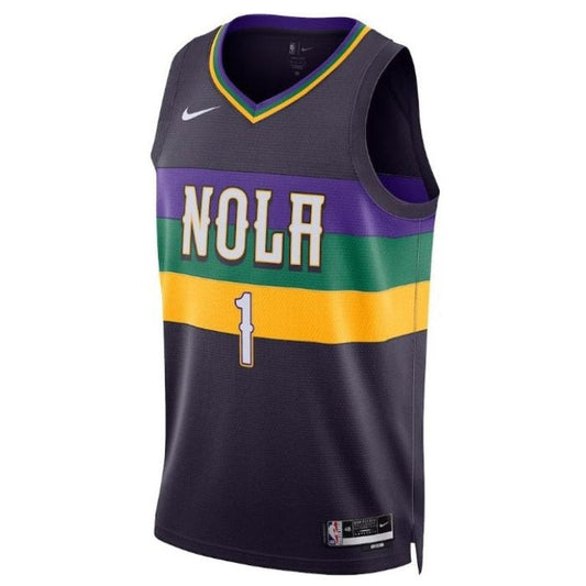 Camiseta unisex de la NBA de Zion Williamson de los New Orleans Pelicans 2023 - Edición Ciudad - Morada
