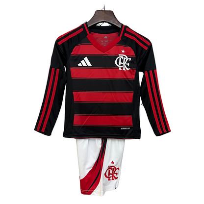 Flamengo Home Kit Manga Larga 25/26 Niños 