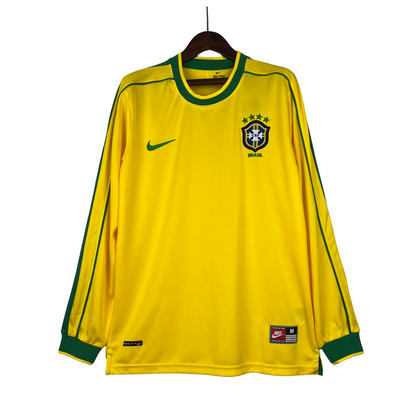 Camiseta de local de Brasil 1998 retro de manga larga 
