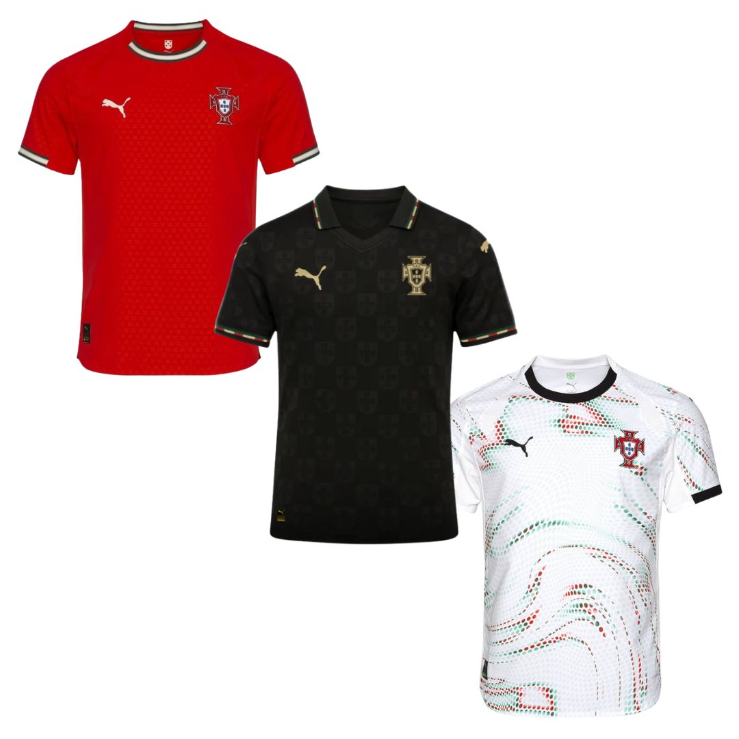 Camiseta de aficionado de Portugal (local, visitante y Pantera Negra) 2025/26 - Kit 3 