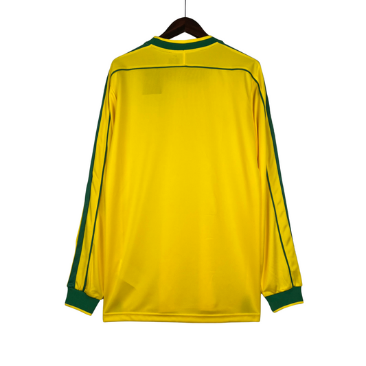 Camiseta de local de Brasil 1998 retro de manga larga 