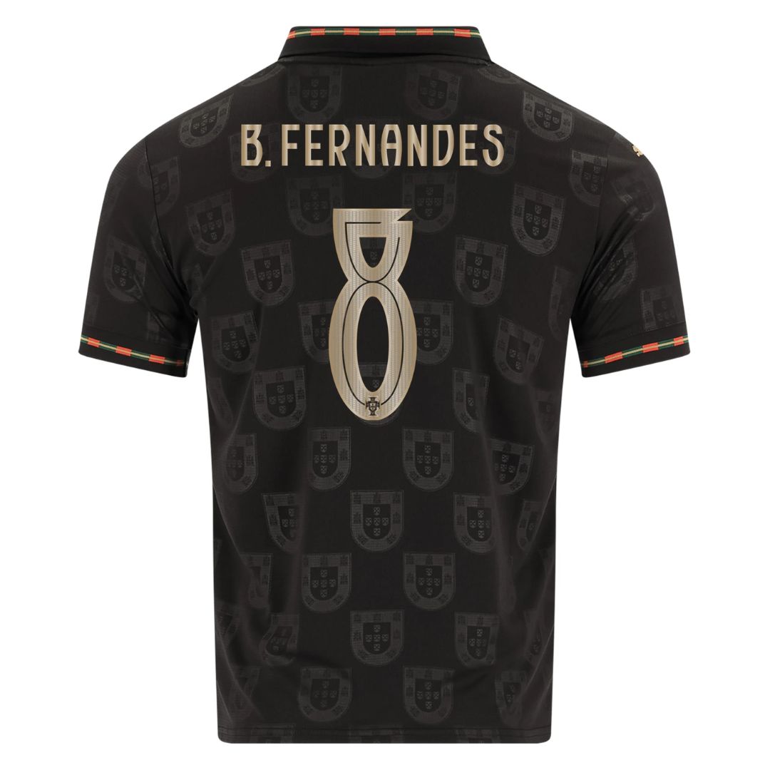 Camiseta de aficionado de Portugal Pantera Negra 2025/26 - #7 Ronaldo, #13 Eusebio, #8 B. Fernandes 
