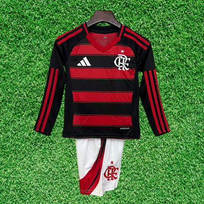 Flamengo Home Kit Manga Larga 25/26 Niños 