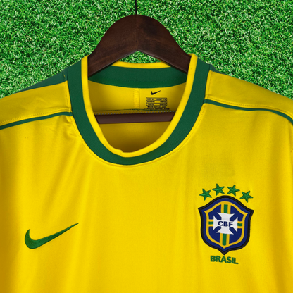 Camiseta de local de Brasil 1998 retro de manga larga 