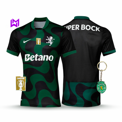 Camiseta negra de visitante del Sporting 2025/26 - ¡NUEVO LANZAMIENTO! 🔥💚 