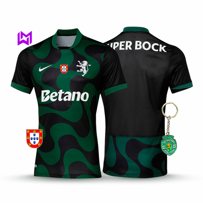 Camiseta negra de visitante del Sporting 2025/26 - ¡NUEVO LANZAMIENTO! 🔥💚 