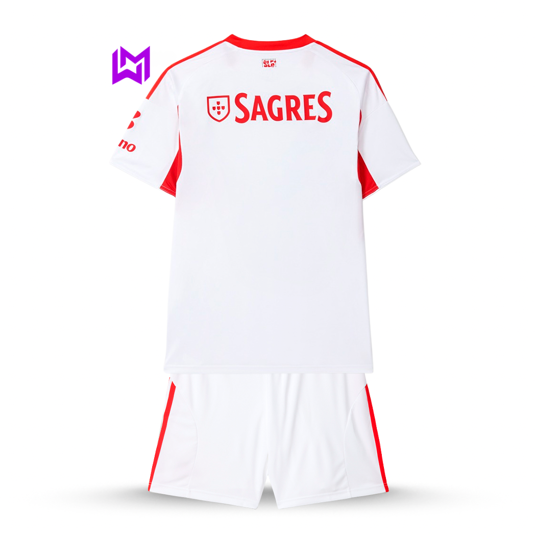Conjunto Infantil Benfica Alternativa Branca 2025/26 - ÚLTIMAS UNIDADES! 🔥🦅