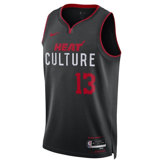 Camiseta unisex de la NBA Bam Adebayo Miami Heat 23/24 - Negra - Edición Ciudad